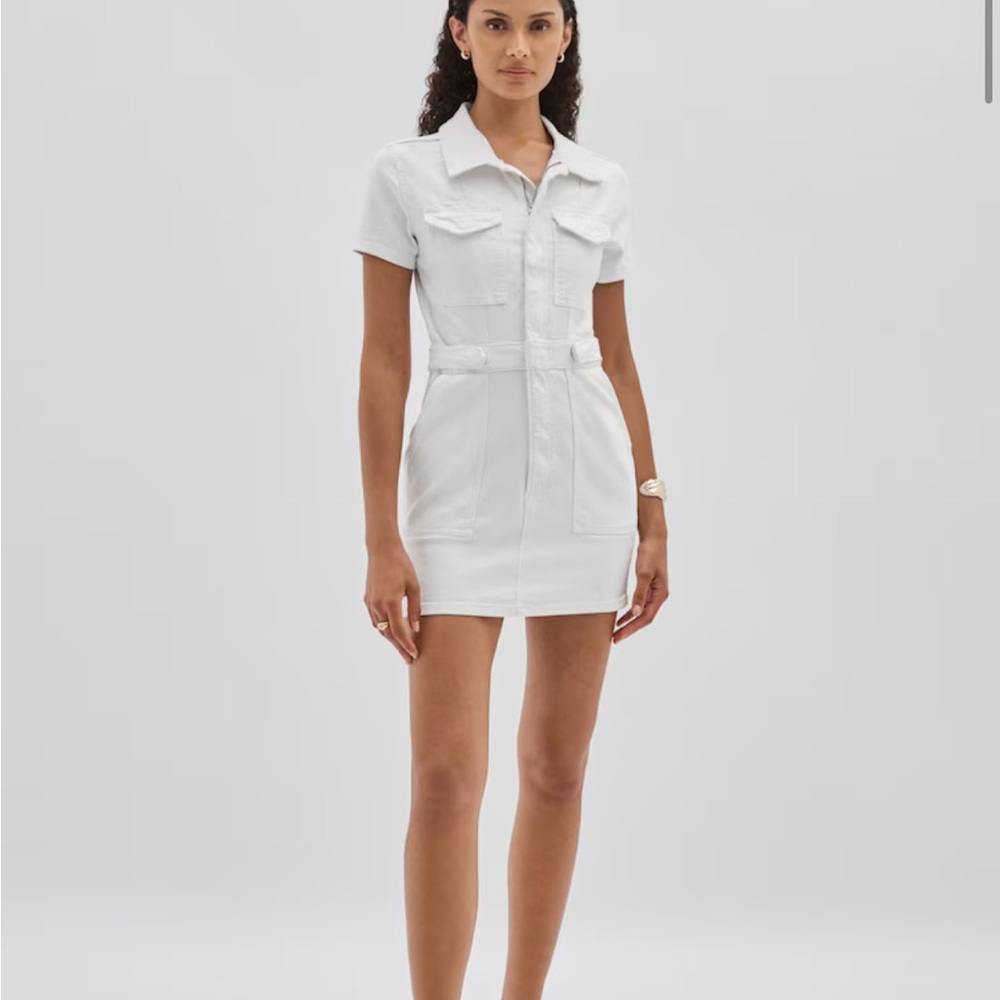 Good American white jean utility dress